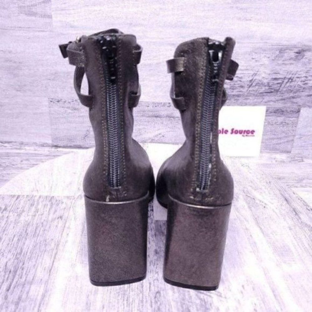 1. State Makal Ankle Strap Block Heel Pump Metallic Pewter Women's sz 6 NEW - Picture 2 of 7